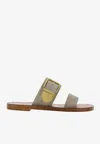 Chloé Rebecca Leather Slides In Beige