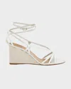 Chloé Leather Sandals With Metallic Effect Wedge 8 Cm In White