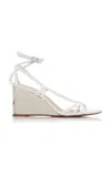 Chloé Leather Sandals With Metallic Effect Wedge 8 Cm In White