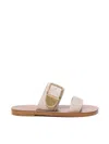 Chloé Rebecca Greige Suede Flats In Beige