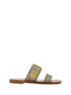 Chloé Rebecca Leather Slides In Dark Greige