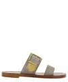 Chloé Rebecca Leather Slides In Grey