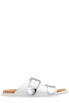 Chloé Rebecca Oversized Buckle Slides In Brilliant White