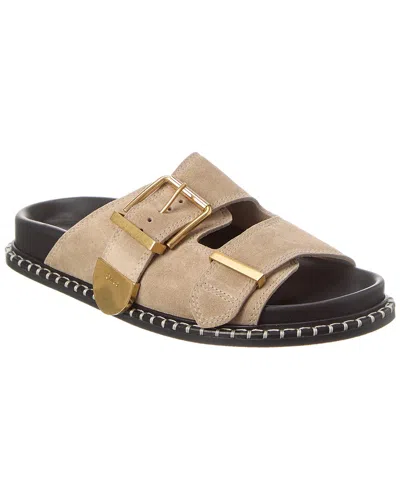 Chloé Chloe Rebecca Suede Sliders In Green