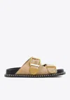 Chloé Rebecca Suede Slides In Beige