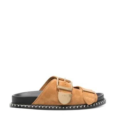 CHLOÉ CHLOÉ BUCKLE-DETAILED SLIP-ON SANDALS