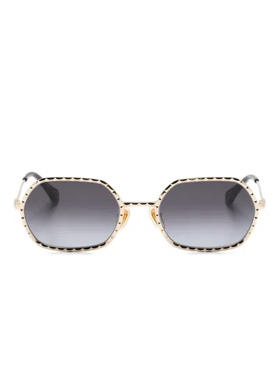 Chloé Sonnenbrille Mit Eckigem Gestell In Gold