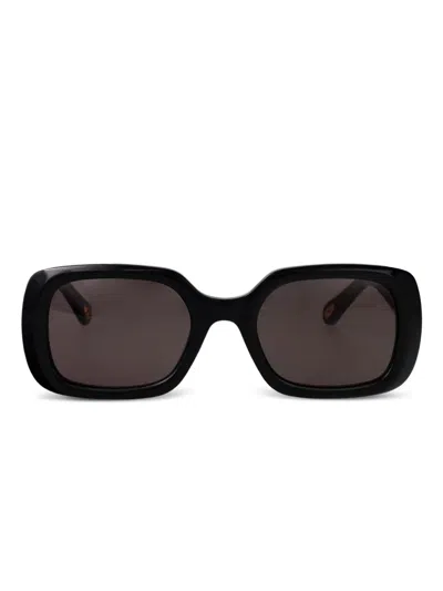 Chloé Rectangle Logo Sunglasses In Black