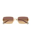 Chloé 53mm Gradient Rectangular Sunglasses In Brown