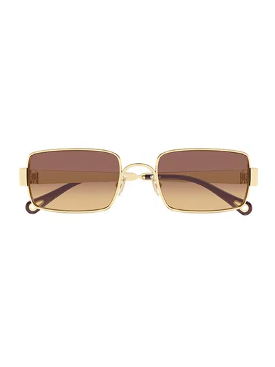 Chloé 53mm Gradient Rectangular Sunglasses In Brown