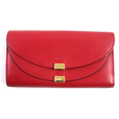 Pre-owned Chloé Red Color Leather Long Wallet (bi-fold) ()