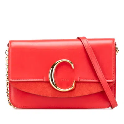 Pre-owned Chloé Red Color Leather Suede Shoulder Bag ()