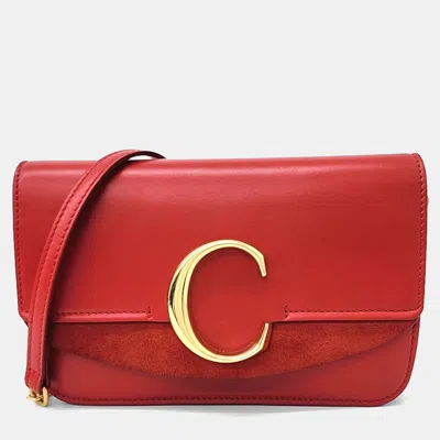 Pre-owned Chloé Red Leather C Chain Crossbody Bag