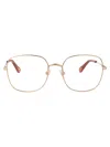 Chloé Red-red-transparent Metal Glasses In Gold