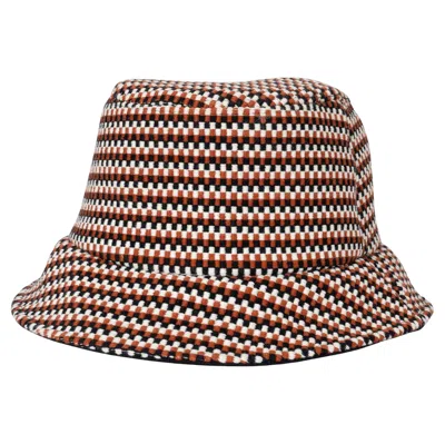 Pre-owned Chloé Chloe Red Sand Brown 2022 Meril Check Jacquard Bucket Hat 57
