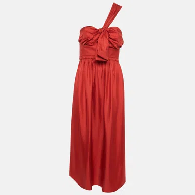 Pre-owned Chloé Red Silk One Shoulder Midi Dress M