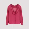 Chloé Ruffled Silk Blouse In Red