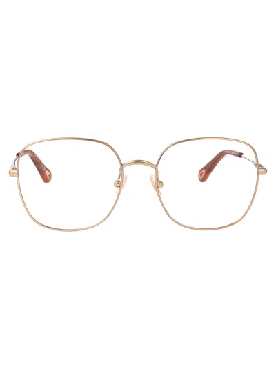 Chloé Red-red-transparent Metal Glasses In Pink