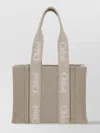 Chloé Refined Linen Tote Bag With Leather Extensions