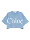 Chloé Chloè Logo Cotton Cropped T Shirt In Blue