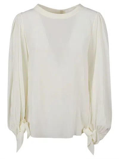 Chloé Relaxed-fit Silk Shirt With Billowy Sleeves In White