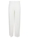 Chloé Relaxed Fit Straight Leg Linen Trousers In White