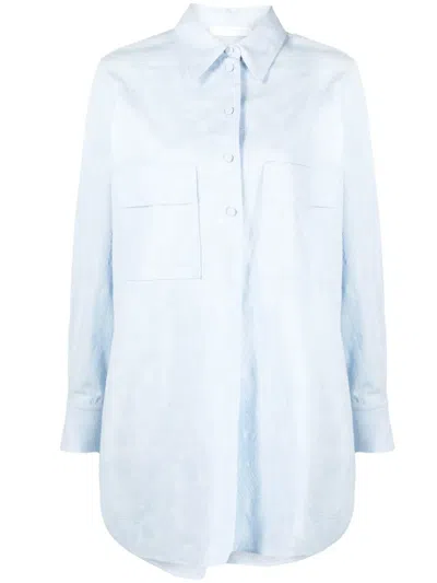 Chloé Renaissance Piqué-weave Shirt In Blue