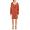 Chloe+rene Womens Split Sleeve Short Mini Dress In Orange