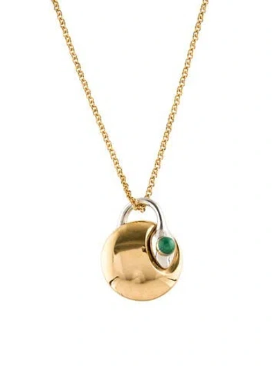 Pre-owned Chloé Resin Snake Pendant Necklace, 25" In Green