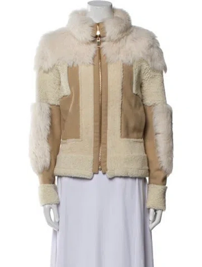 Pre-owned Chloé Reversible Shearling Faux Fur Jacket In Neutral