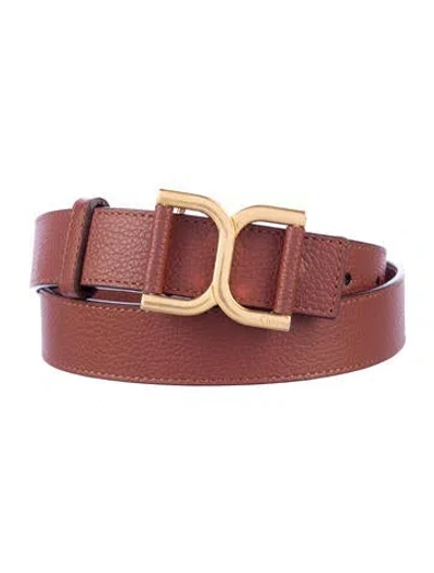 Pre-owned Chloé Reversible Taurillon 30mm Lv Monogram Belt Kit Patent Leather Belt In Brown