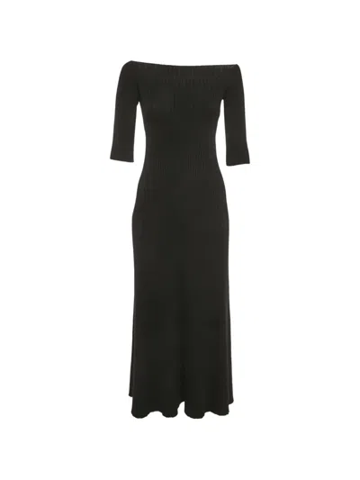 Pre-owned Chloé Rib-knit Midi Dress In Black