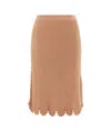 Chloé Rib Knitted Wool Scallop Skirt In Nude