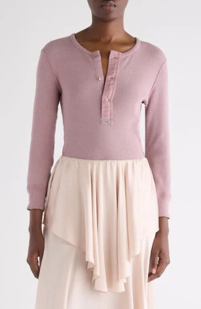 Chloé Fitted Henley Cotton Jersey Shirt Clothing In Pink