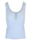 Chloé Ribbed Wool Tank Top Tops Light Blue In Blue