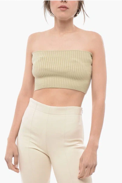 Chloé Ribbed Cashmere Blend Tube Top In Green