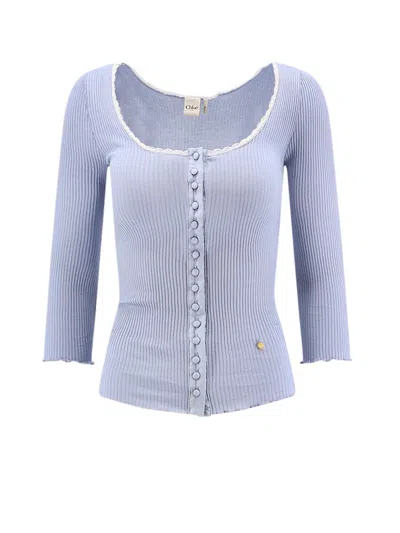 Chloé Ribbed Cotton Shirt With Lace Insert