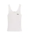 Chloé Ribbed Cotton Tank Top In White