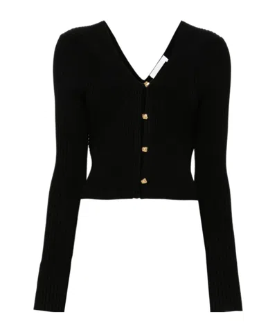 Chloé Ribbed Cropped Cardigan In Black