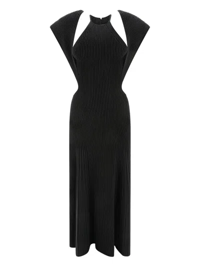 Chloé Ribbed Cut-out Maxi Dress In Black