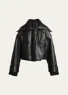 Chloé Ribbed Knit-trimmed Leather Bomber Jacket In Black