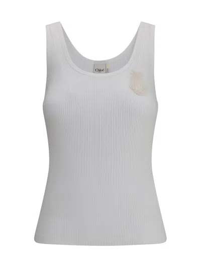Chloé Ribbed Jersey Top In Gray