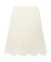 Chloé Ribbed-knit Lace-trim Miniskirt In White