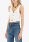 Chloé Embroidered Ribbed Cotton Tank In White