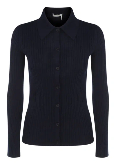 CHLOÉ RIBBED-KNIT LONG SLEEVED TOP