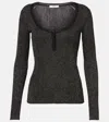 Chloé Ribbed-knit Lurex Henley Shirt In Black