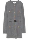 Chloé Slim Multi-stitch Wool Belted Cardigan In Grey