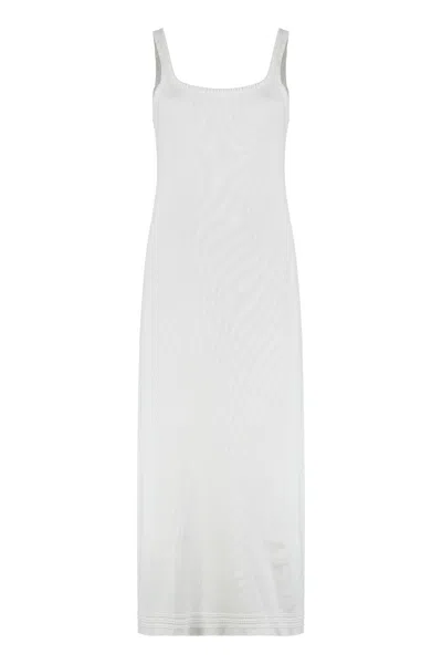 Chloé Ribbed Knit Midi Dress In White