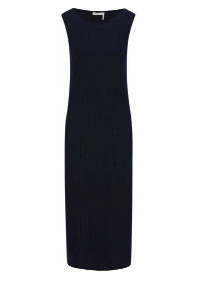Chloé Long Sleeveless Knit Dress In Blue