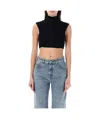 Chloé Ribbed-knit Wool Crop Top In Gray
